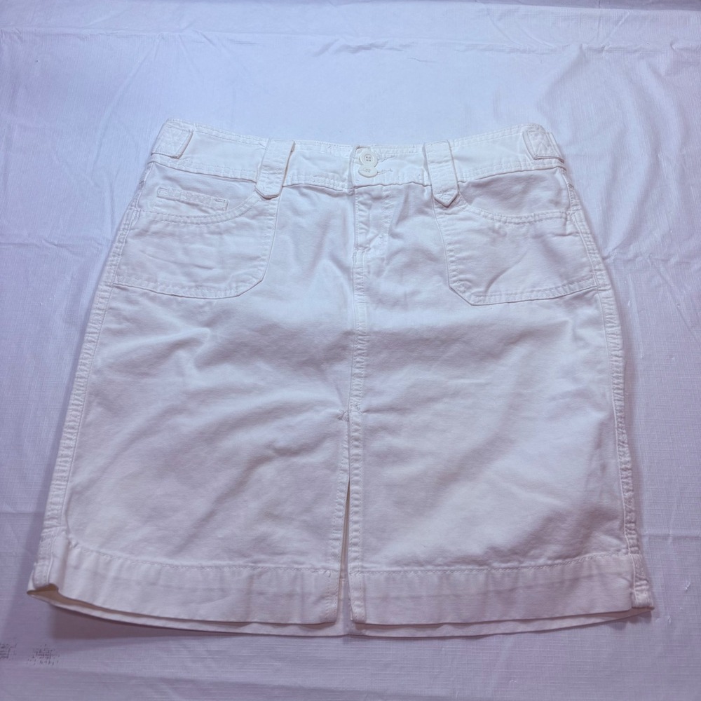Hydraulic Womens White Denim Mini Cargo Skirt Size 9/10 Utility Y2K Cotton 8151